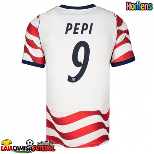 Camisa de Futebol Estados Unidos Ricardo Pepi #9 Equipamento Principal Mundo 2026 Manga Curta